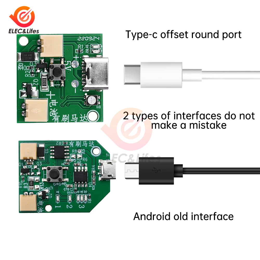 DC 5V 1A DIY Universal Fan Control Board Micro USB/Type-C Charge Fan Control Module Low Voltage Brushed Motor Drive