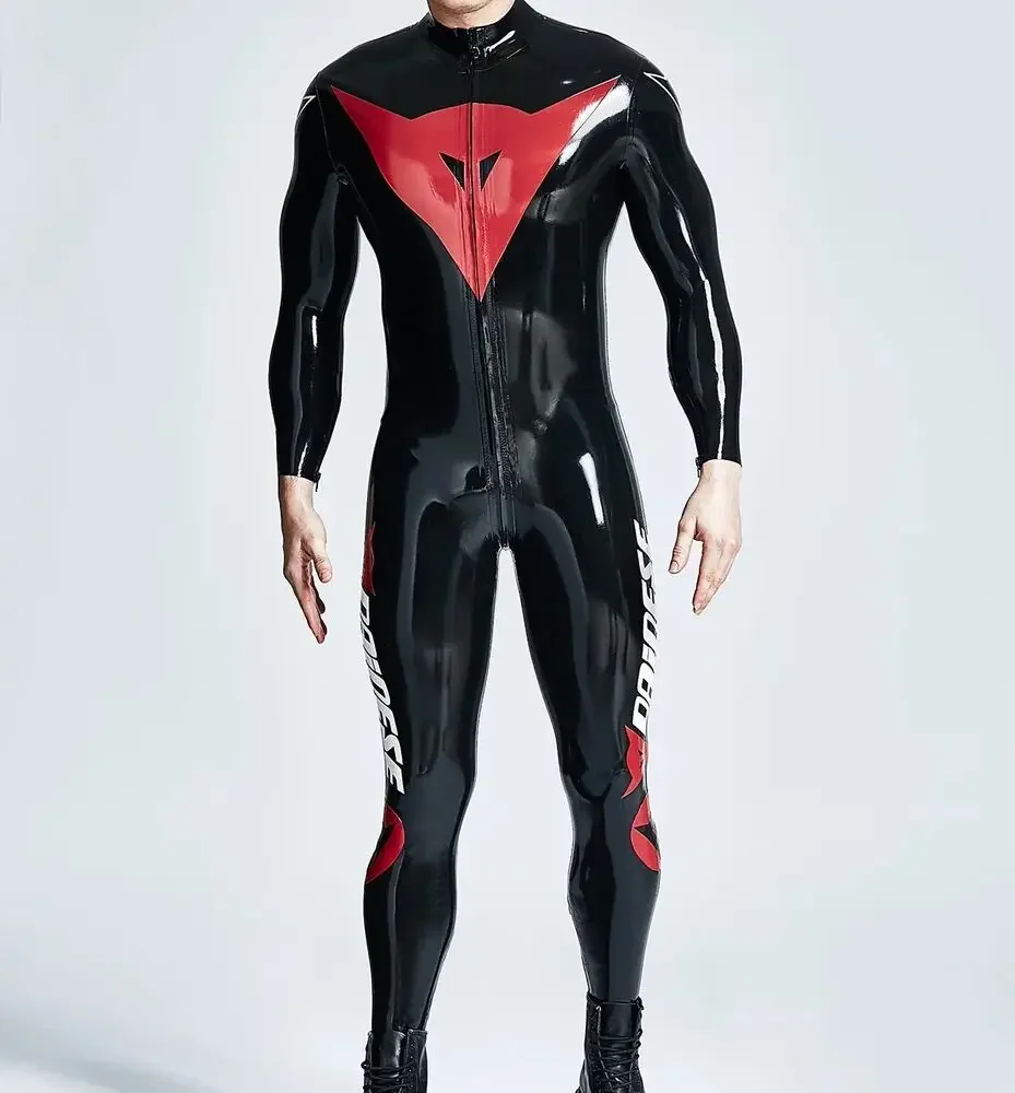 Latex Rubber Race Uniform Catsuit Zentai Panty Jumpsuit Cosplay Suit Party S-XXL