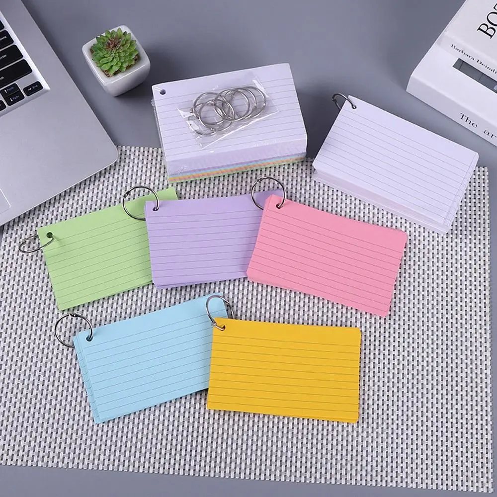 50Pcs Binder Horizontal Line Memo Book Loose-Leaf Index Cards Flash Cards Small Revision Cards for Study Office NotePads