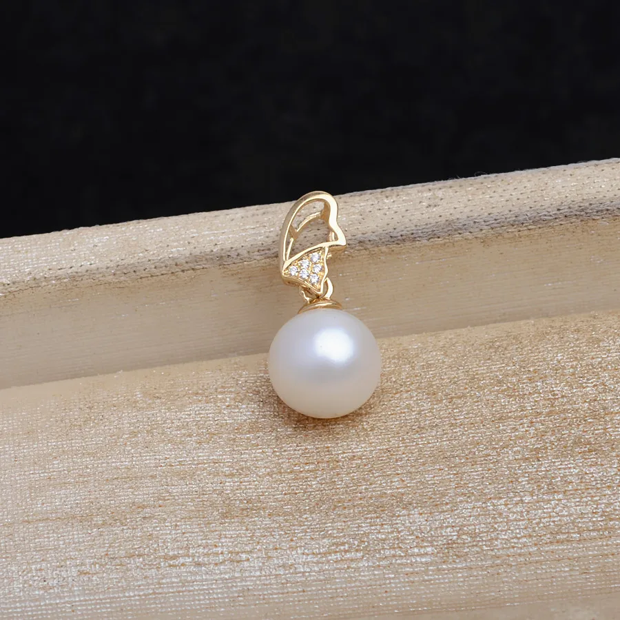 

AU750 18K Yellow Gold Pendant Mountings Findings Jewelry Settings Accessories Base Parts Fittings for 7-10mm Pearl Stone