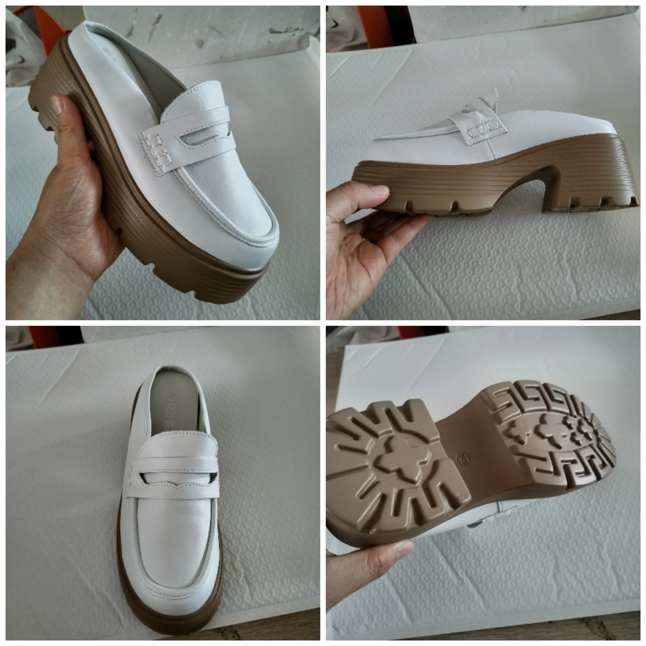 Fujin 7cm Genuine Leather Fashion Height Increasing Ladies Casual Platform Wedge Fashion Slippers Women Slip on Females Shoes