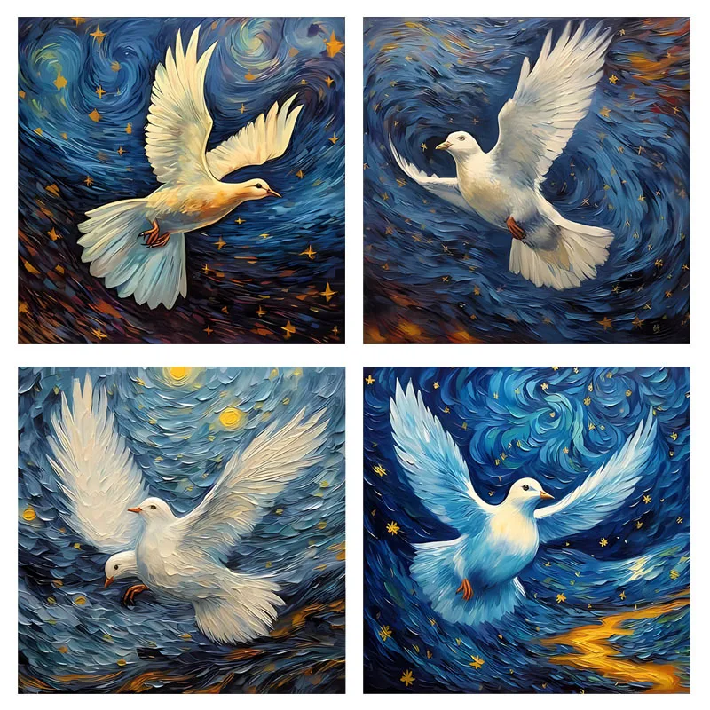 Oil painting style dove peace&love Animal Iron-on Transfer Thermal Sticker For Clothes T-shirt DIY Fashion Heat Transfer Patch