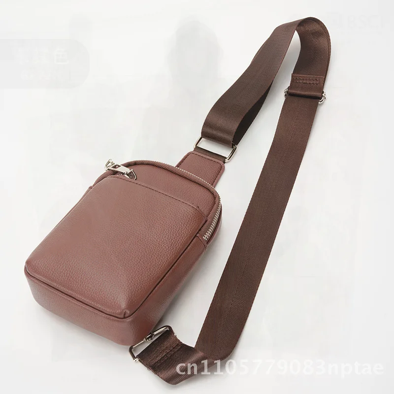 Men's Trendy Chest Bag Urban Minimalist Crossbody Mini Mobile Phone Bag Casual Small Backpack PU Leather Solid Color
