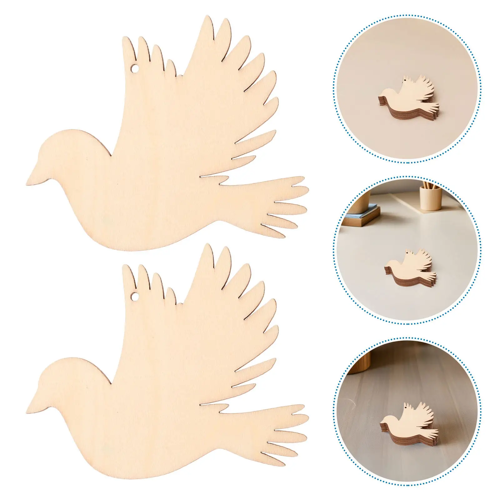 

50 шт. заготовок из натурального дерева в форме птиц, неокрашенные, для подвешивания, с предварительно просверленными отверстиями, для декора своими руками, свадебные украшения, деревянные орнаменты