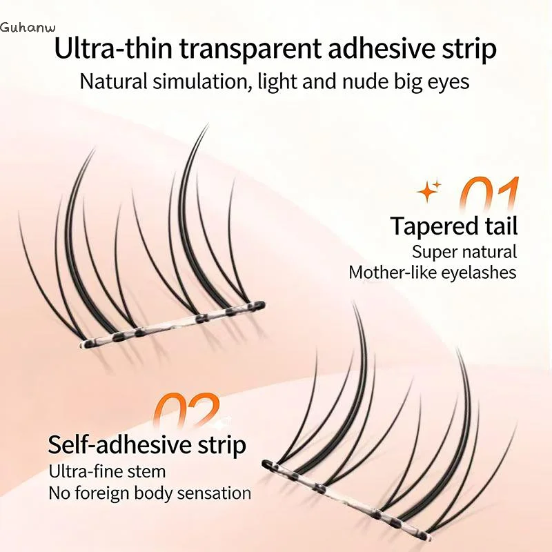 

[WHB]Black Self Adhesive False Eyelashes Gentle 11-13MM DIY Lashes Extension Eye Makeup No Glue Needed Natural Fake Eyelashes