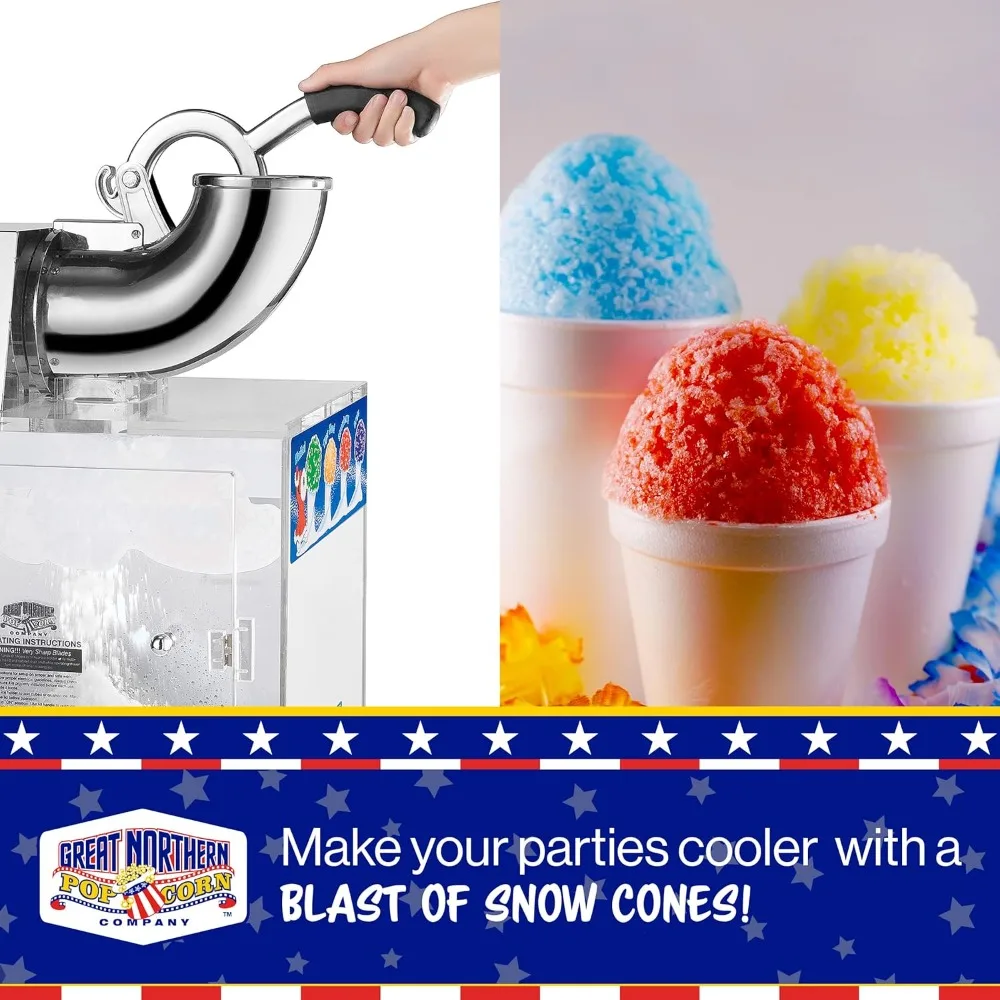 Polar Blast Snow Cone Machine Acrylic Crushed Maker Grinds Up to 500lbs of Ice Per Hour for Parties, Events