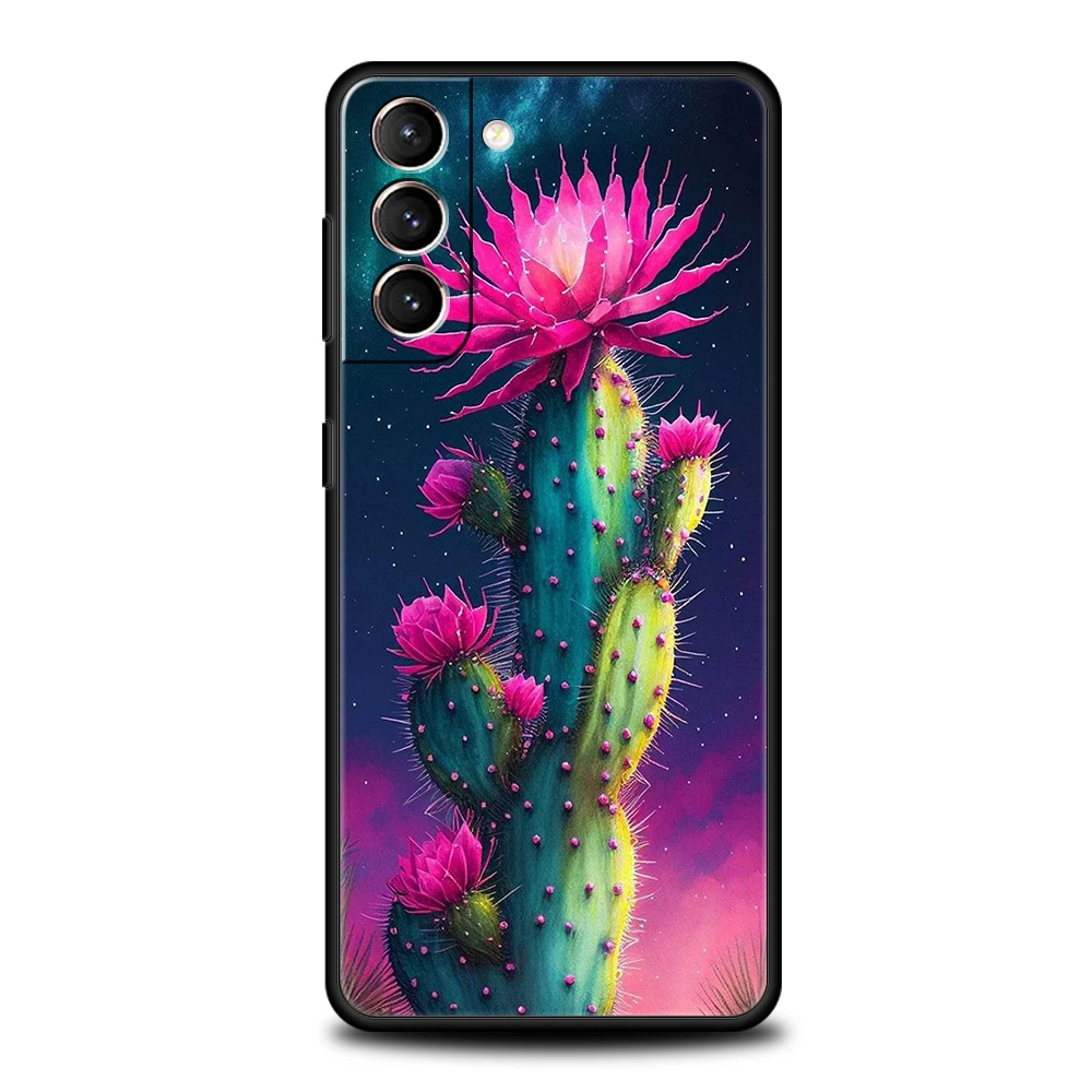 Plant Cactus Case for Samsung Galaxy S24 S23 S22 S20 S21 FE Ultra S24 S23 S10 S10E S9 S8 Plus 5G Silicone Phone Cover Capas Bags