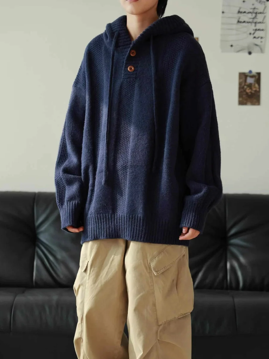 

Autumn Winter New Sle Japanese Retro Hoodie ex Casual Loose Lazy Knitted Sweater Coat Couple Tops Youth Active Sle