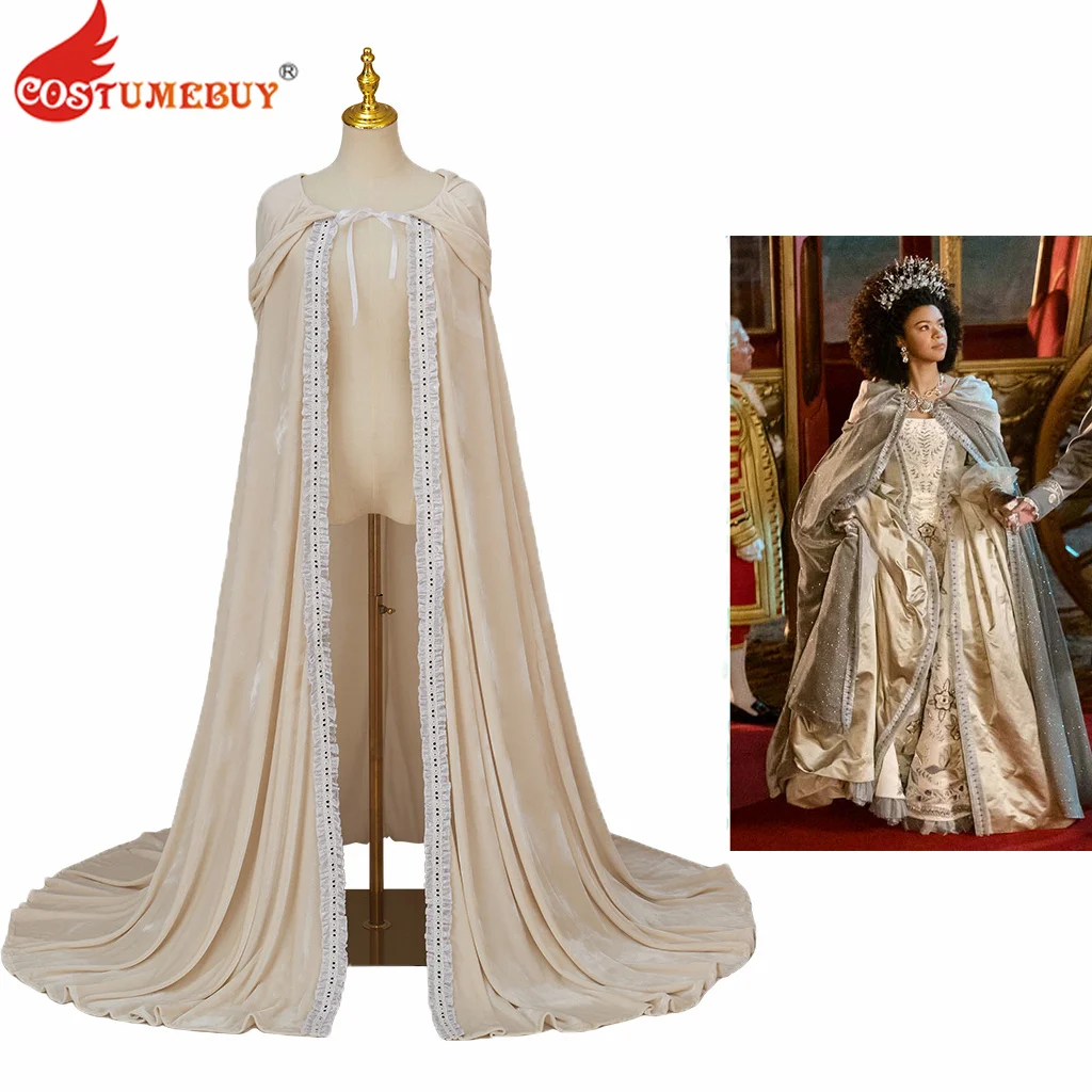 

Queen Charlotte Cosplay Costume Hooded Long Cape Young Queen Charlotte Wedding Gown Cloak for Halloween Carnival Party