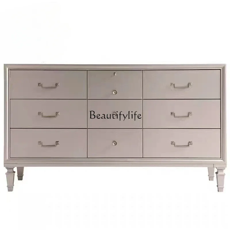 

Light luxury champagne gold and silver new American ten-chest cabinet bedroom bedside storage side cabinet
