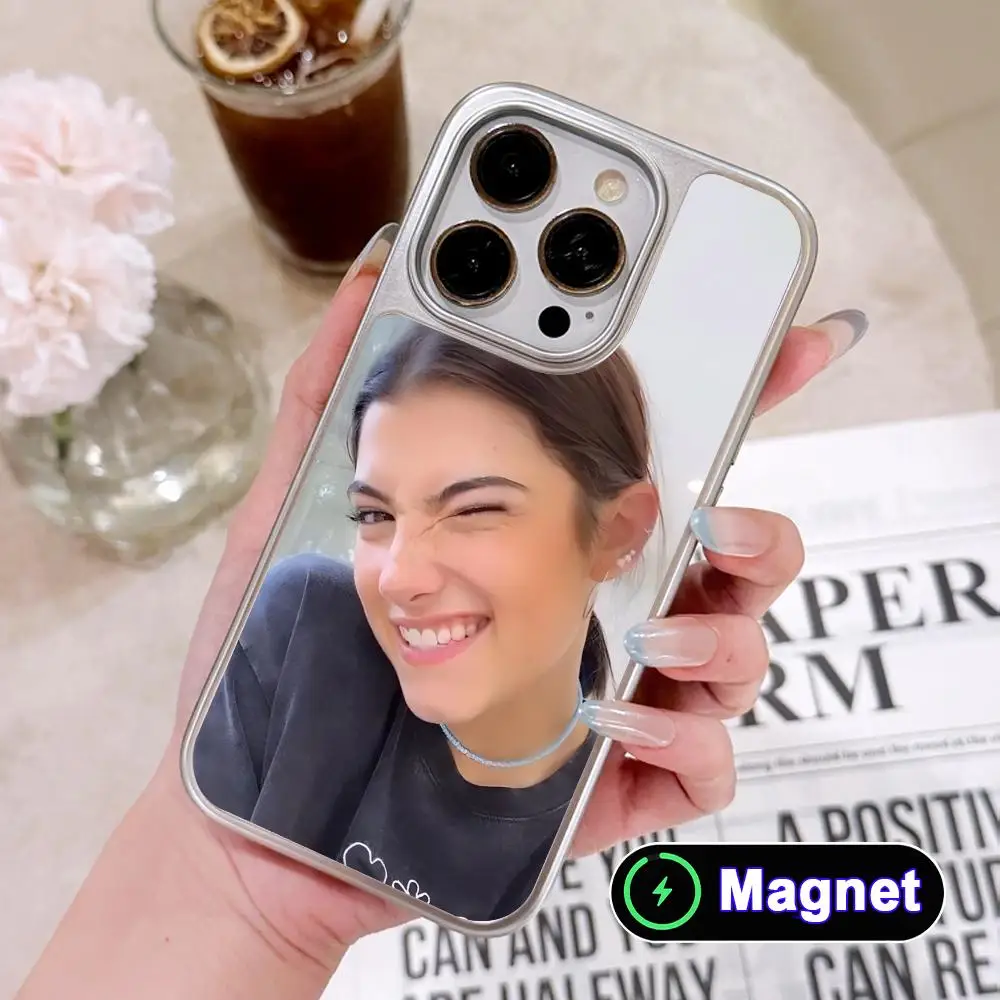 

Charli Damelio Silver Plating Magsafe Mobile Phone Case for iPhone 17 16 15 14 13 12 11 Air Pro Max Plus Colorful Cover