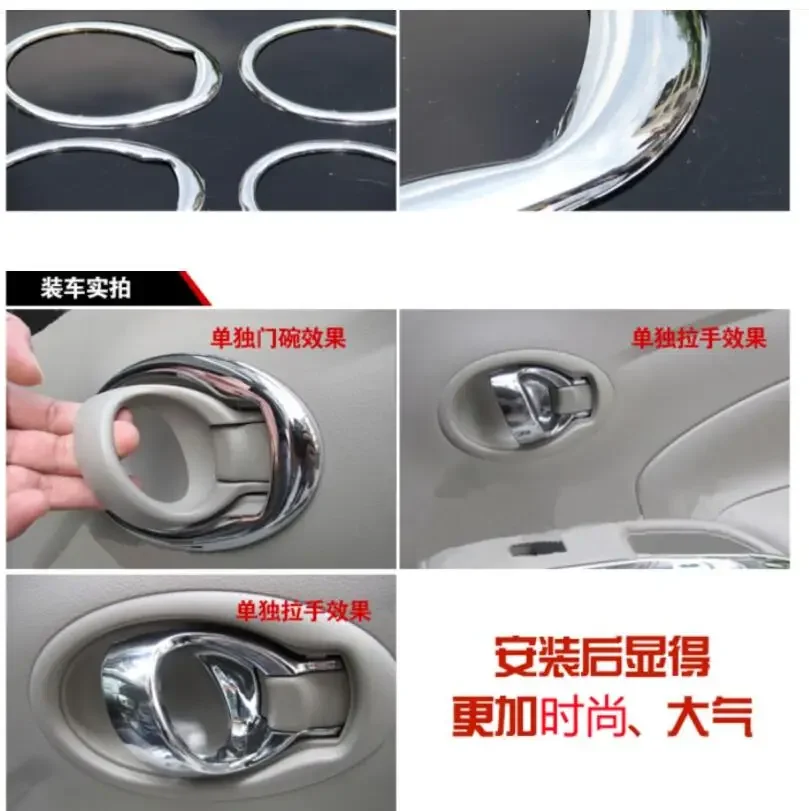 Car-Styling accessories Chrome Inside Door Handle Cover Interior Trim Fit For NISSAN Versa Latio Sunny 2010-2017