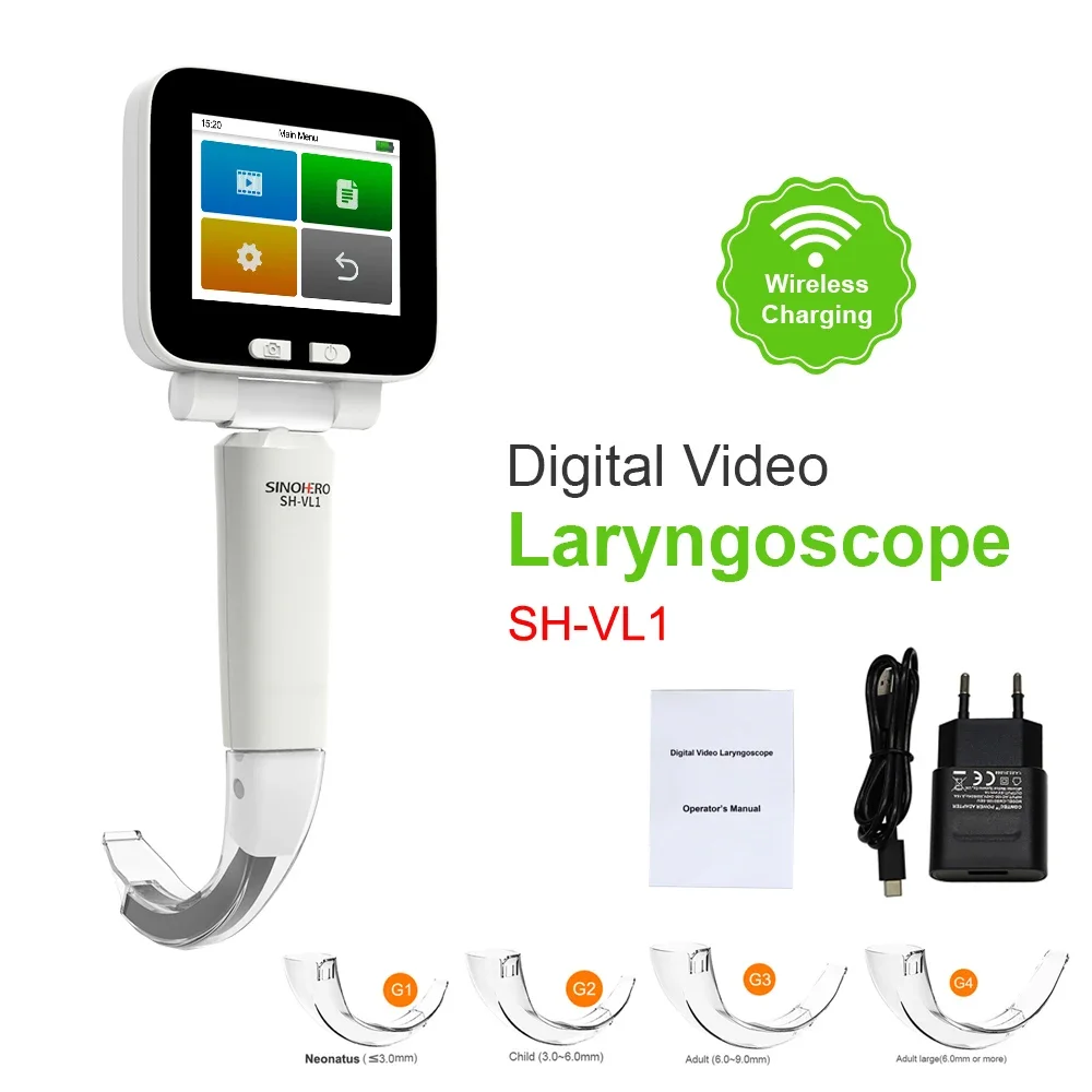 Digital Video Laryngoscope with 4PCS Reusable Blades Neonate Child Adult Full Touch Screen Surgery intubating Flexible Miller