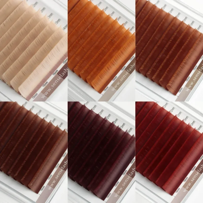 SENSE LASHES 16-rzędowa kolekcja Maillard Matowe brązowe rzęsy Mix 8-15 mm Wysokiej jakości naturalne kolorowe pojedyncze rzęsy — zdjęcie 5