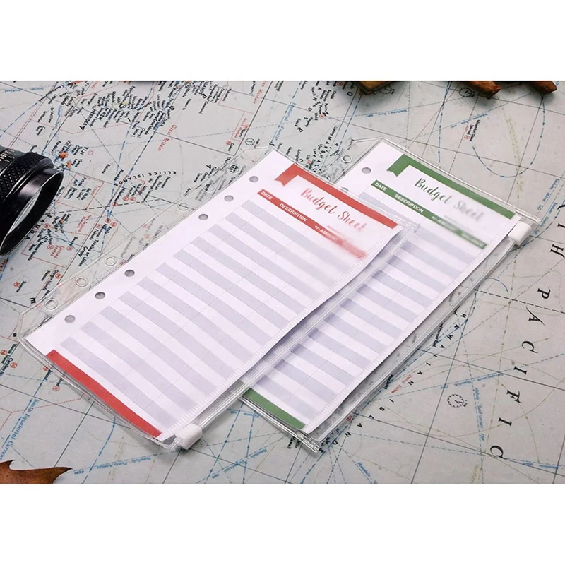 Loose Leaf Cash Money Envelop, Bolsos Carteira, Expense Tracker Orçamento Folhas com Buraco, A6 Binder, 48Pcs