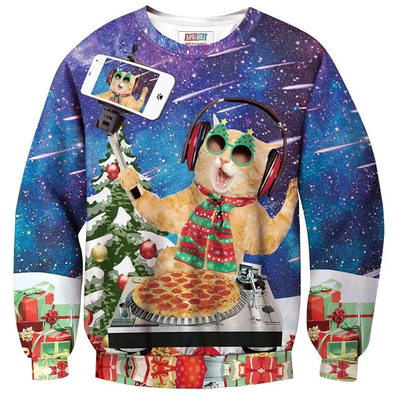 

3D принт унисекс для мужчин и женщин уродливый рождественский свитер одежда для взрослых с длинными рукавами забавный джемпер Санта-Клауса праздничный мужской свитшот