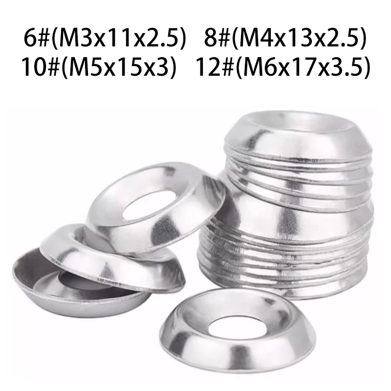 50-500pcs 304 A2 Stainless Steel M3 M4 M5 M6 Conical Washer Countersunk Concave-convex Washer Hollow Decorative Fisheye Washer