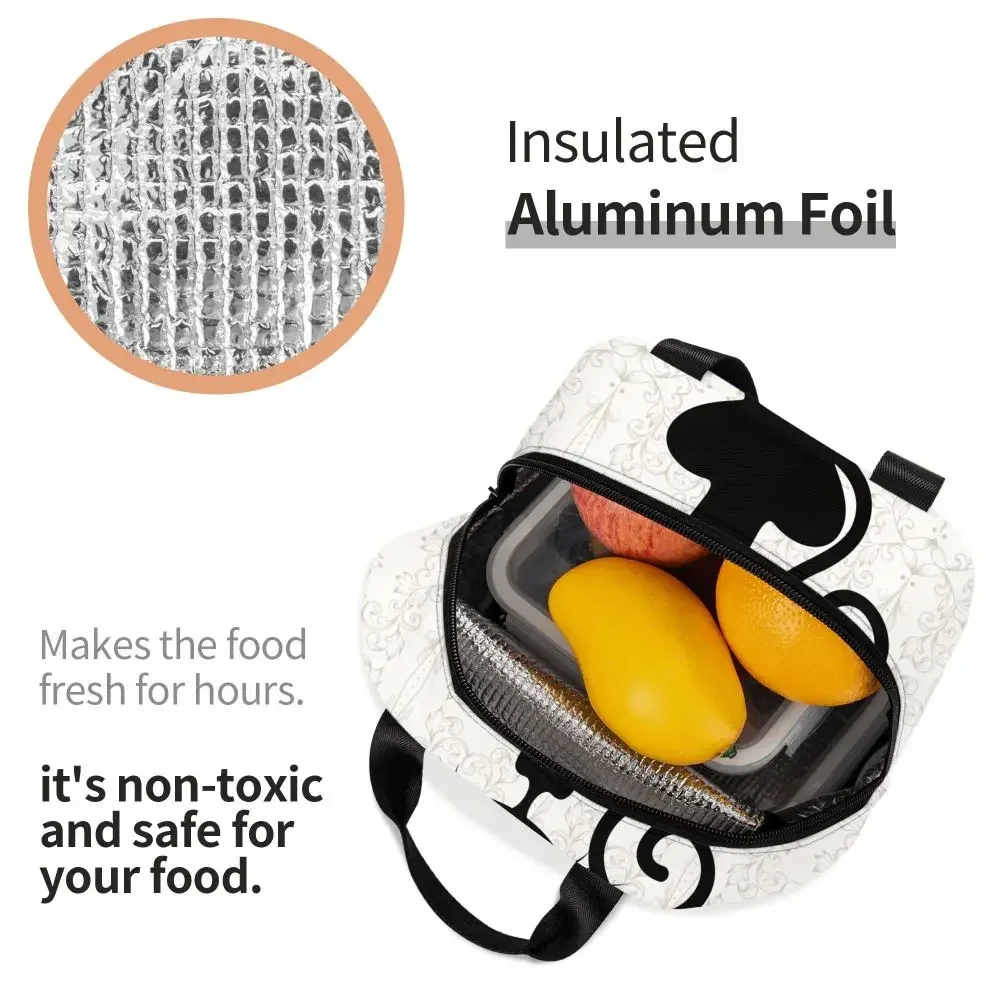 Fun Black Cat Falling Down Insulated Lunch Box for Women Portable Warm Cooler Thermal Lunch Bag School Food Picnic Tote Bags view 4