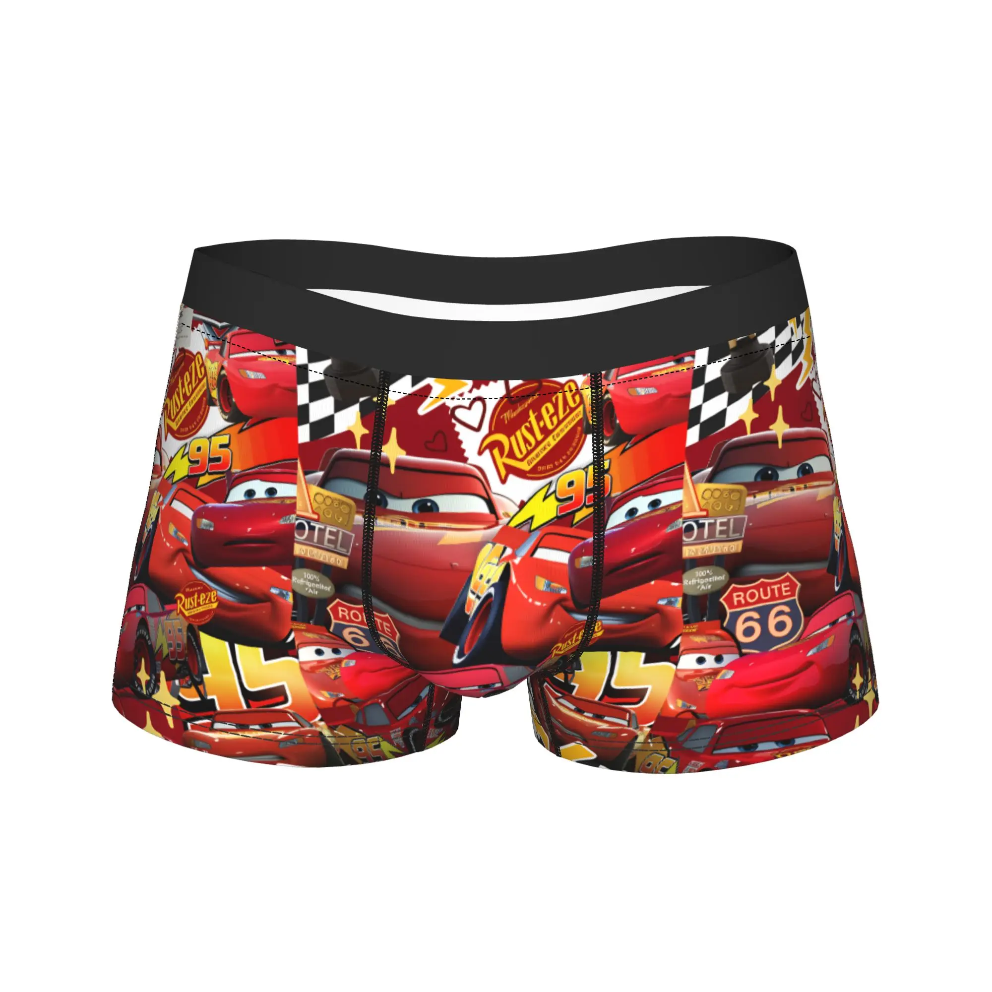 

Cars Lightning McQueen Route 66 Retro Racing Boxer Brief Underwear Hot Sale Man Comfortable Boxer Shorts Design Underpants
