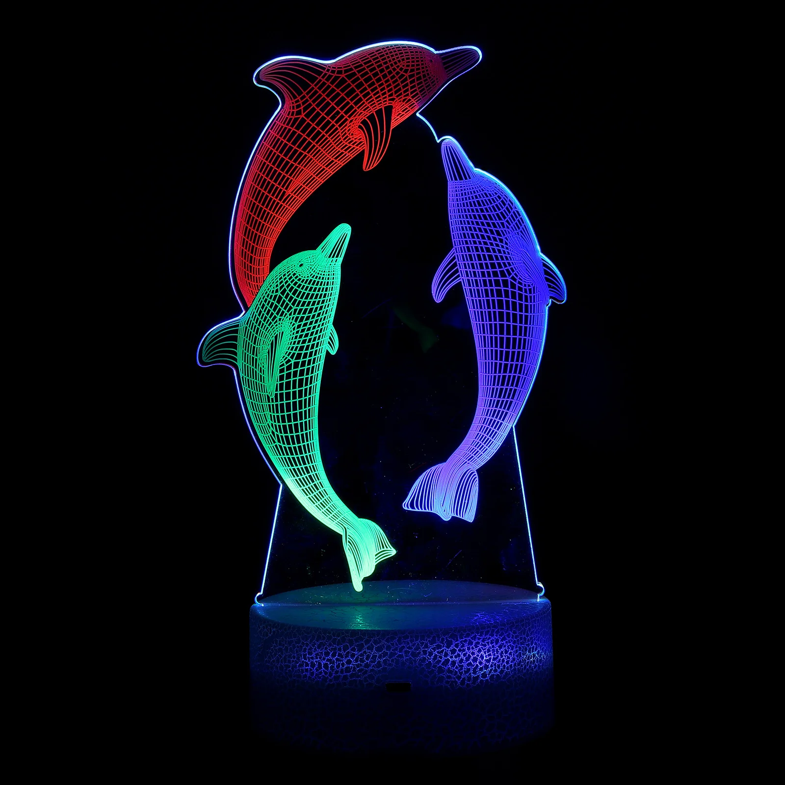 

3D Touch Night Lamp Acrylic Dolphin LED Color Change USB Powered Kids Bedroom Small Night Light 3D Visual Lighting Decor Gift