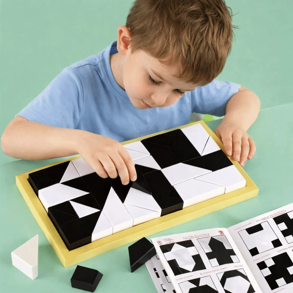 Black White Design Building Blocks Educational Toys 120 Level Hidden Building Block Puzzle Logic Training
