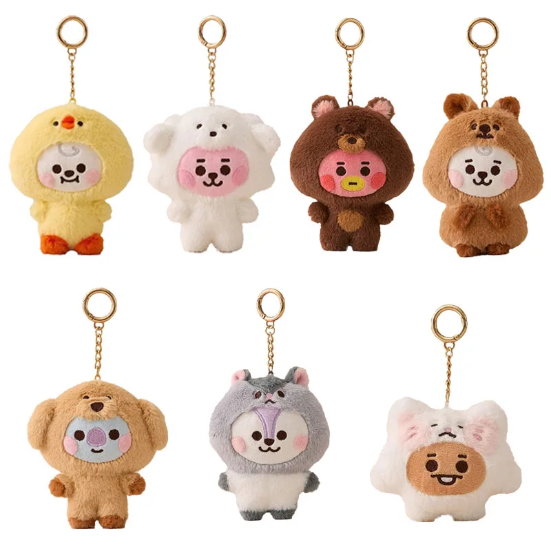 Llavero de peluche BT21 Anime Kawaii BABY Serie Zoo, muñeco de dibujos animados lindo, colgante para mochila escolar, decoración, regalo de cumpleaños, Line Friends