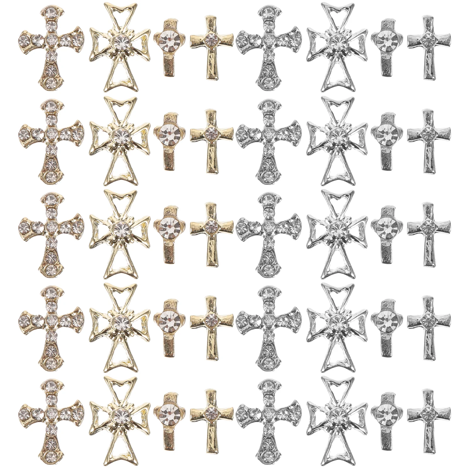 

80 Pcs Manicure Nail Decoration Jewelry Cross Nails Rhinestones Retro Charms for Acrylic Metal Miss