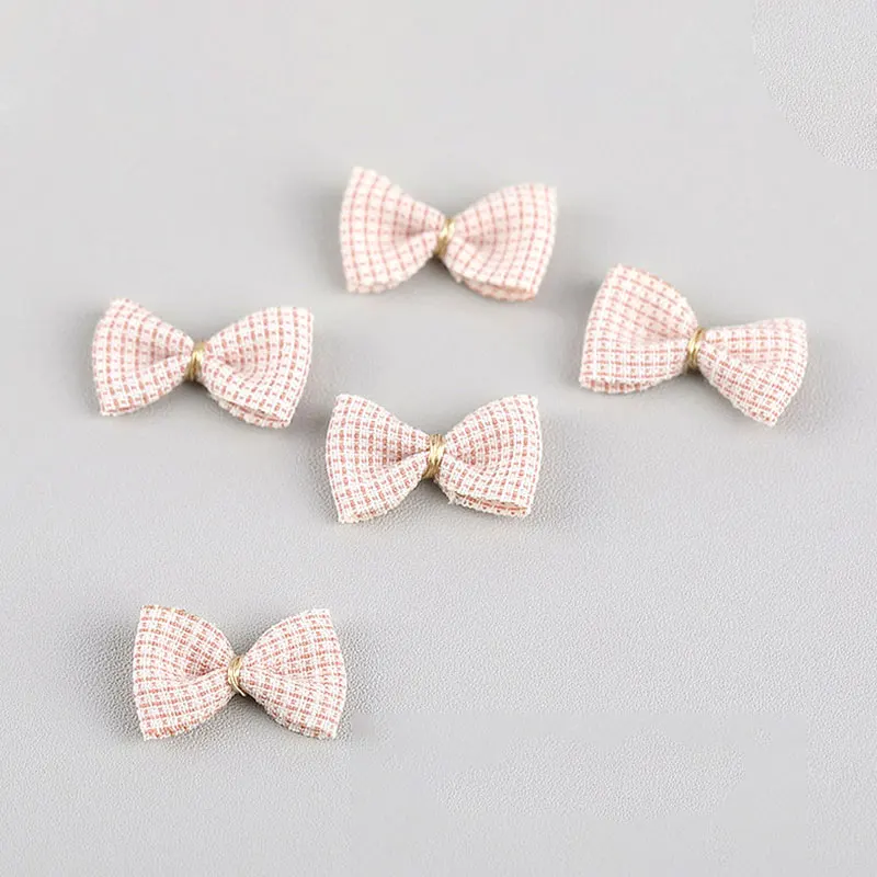 50 Stück kleine Schleifenapplikationen aus kariertem Stoff für DIY-Haarspangen, Kleidung, Schuhe, Hüte, Puppenkleidung, Schleifenaccessoires – Detail 10