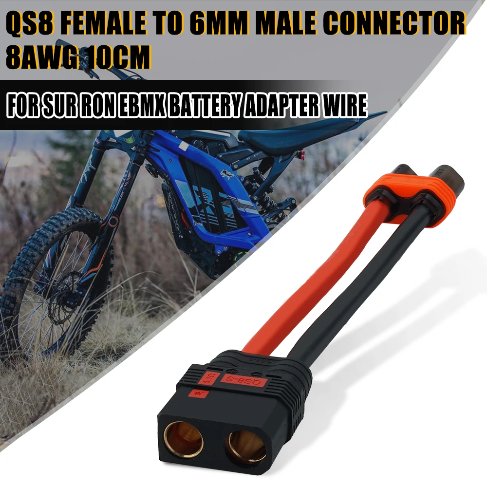 Złącze żeńskie QS8 na 6 mm męskie lub męskie na 6 mm żeńskie złącze 8AWG 10 cm do przewodu adaptera akumulatora Sur Ron EBMX