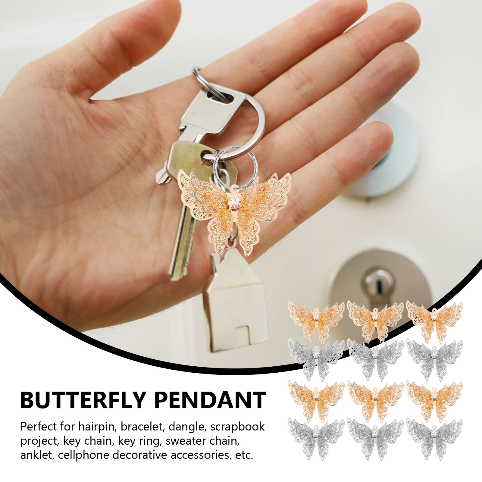 

20 Pcs Butterflies Pendant Butterfly Pendant Hollow DIY Charms Craft Accessories Jewelry Making Hairpin Materials