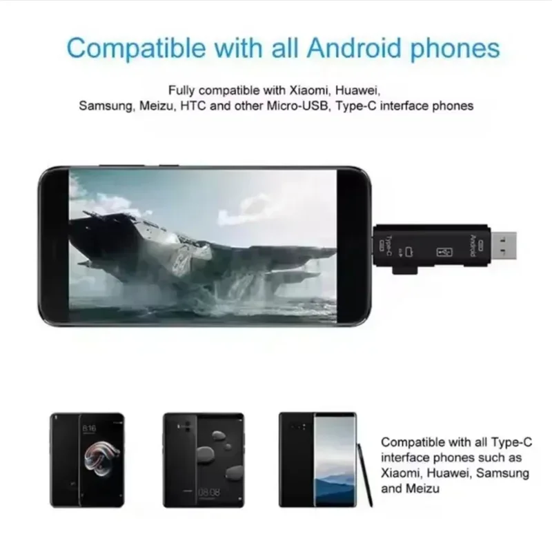 Picture 6: 5 IN1 Multifunction USB 2.0 Type C USB Micro USB SD TF Memory Card Reader For Phone Android Computer Dock OTG Type C Adapter