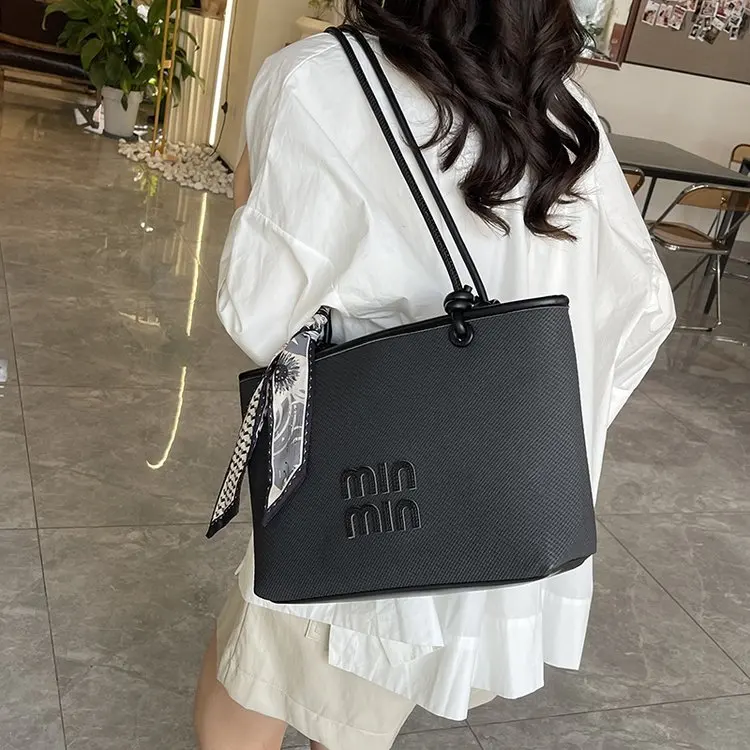 

High-End Luxury Shopper Solid Color Commuter Diaper Bags For Women Vintage Fashionable Elegant Leather Shoulder Tote