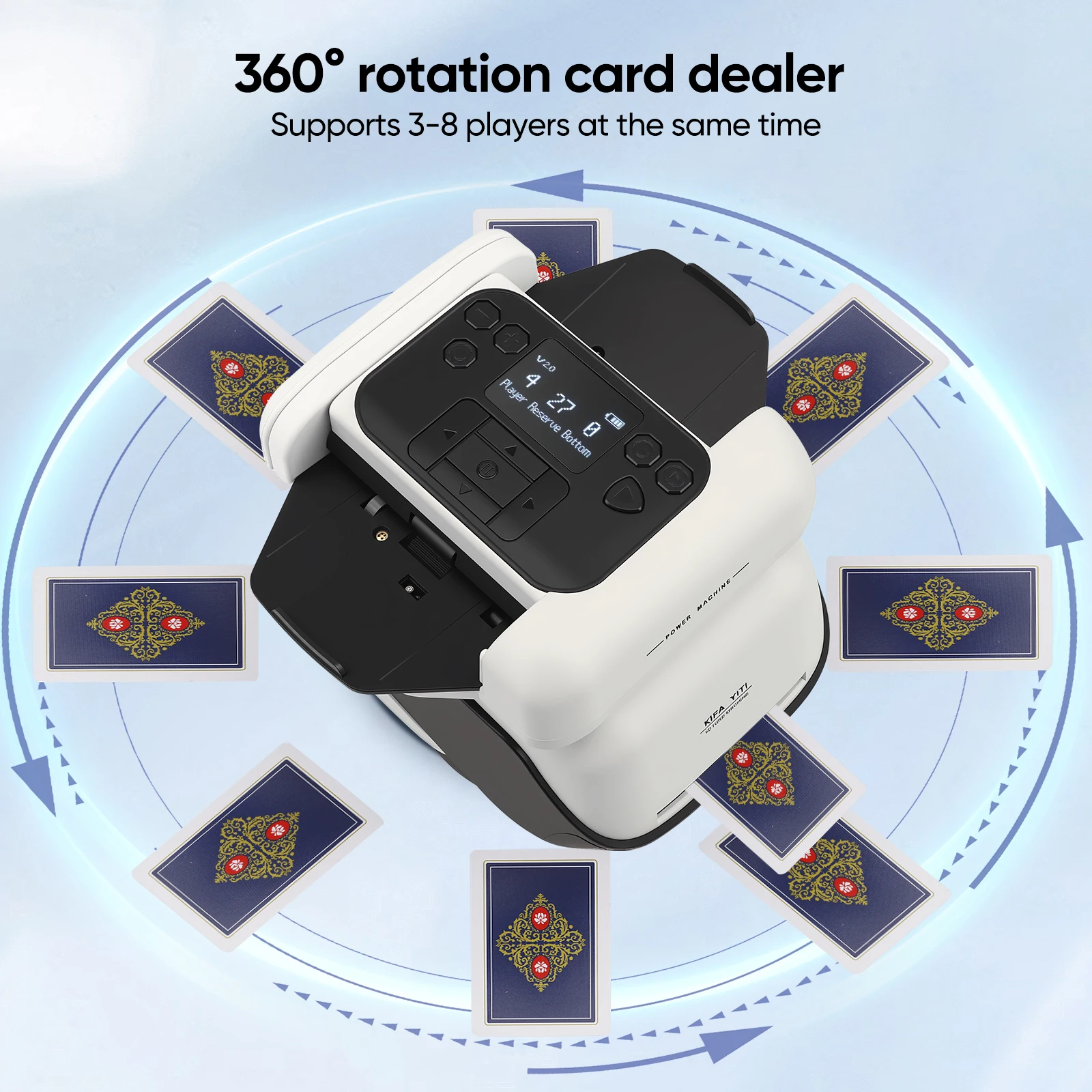 Strumento 2 in 1 per Mescolare e Distribuire Carte da Gioco 360 ° Macchina automatica per mescolare le carte, ideale per feste in casa e giochi di poker.