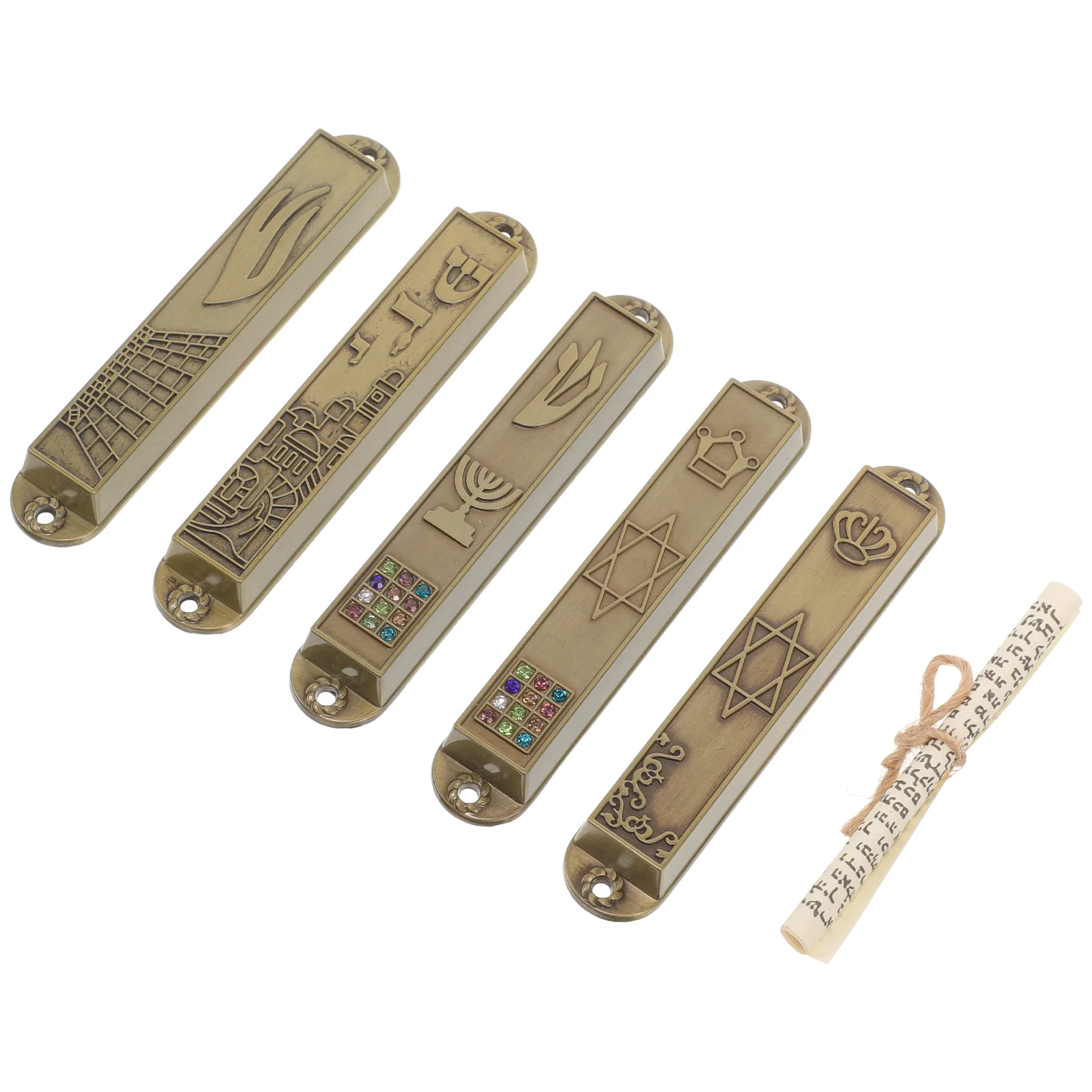 5 Pcs Door Scroll Holy Pillar Religious Gift Metal Mezuzah Memorial Gifts Decor Retro Decorative Aldult Adorn Jewish Symbols