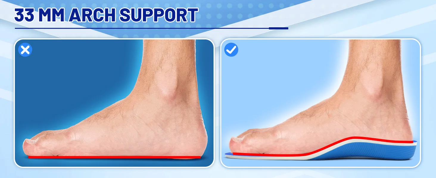 Orthopädische Einlegesohle zur Linderung von Plantarfasziitis, Plattfuß, hohe Fußgewölbestütze, für Männer und Frauen, Arbeits-Orthopädie-Einlage, Schuh-Sport-Sneaker-Sohle – Detail 8