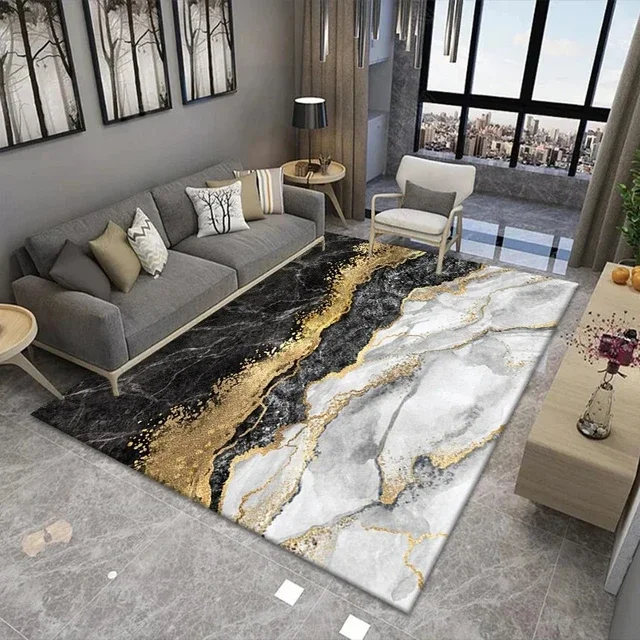 

Nordic Light Luxury Marble Living Room Carpet Bedroom Abstract Bedside Carpets Balcony Kitchen Bathroom Non-slip Rugs Porch Mat