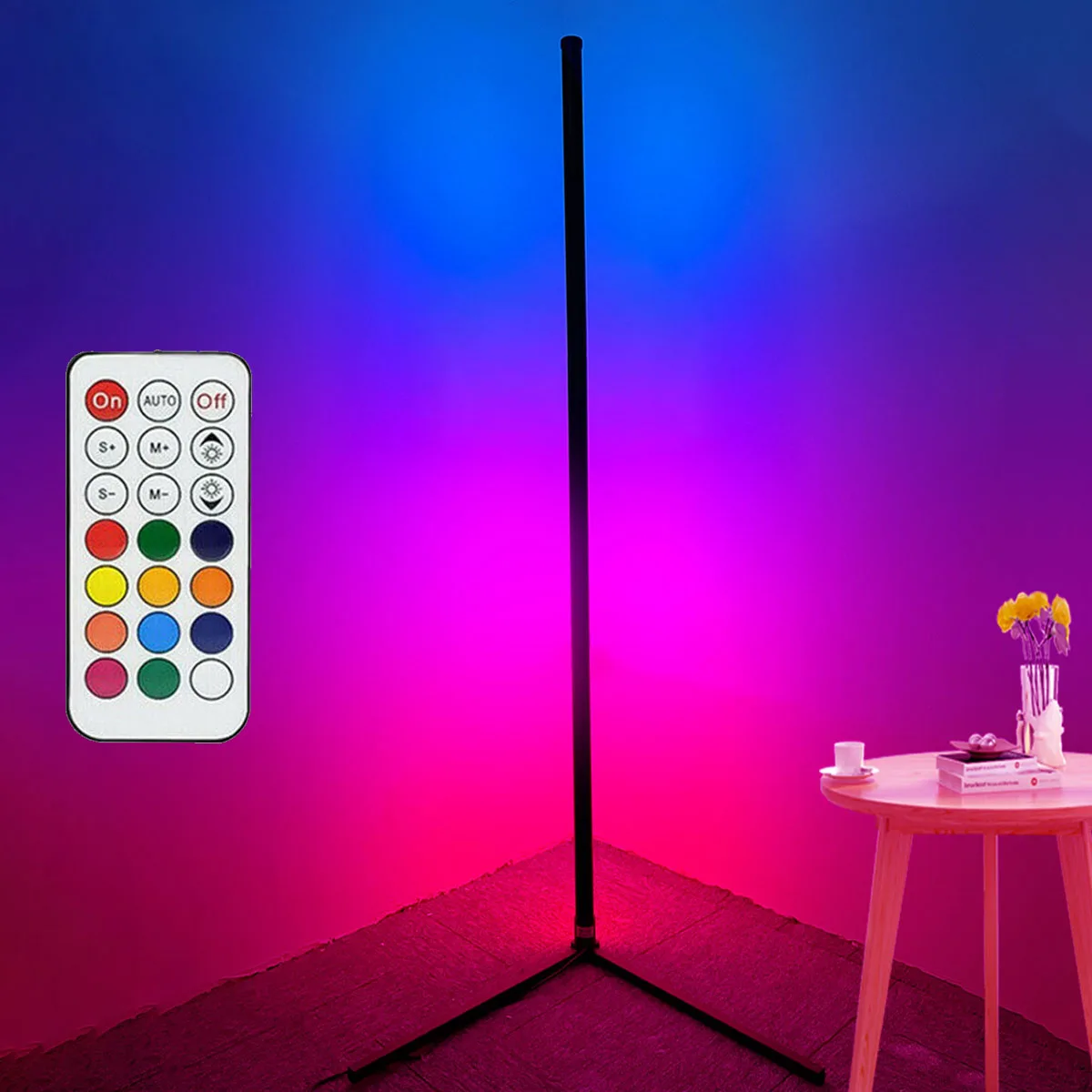 120/160cm inteligentna RGB 21-kluczowa lampa podłogowa z funkcją ściemniania RGB LED, nowoczesna lampa nastrojowa, oświetlenie do sypialni wystrój