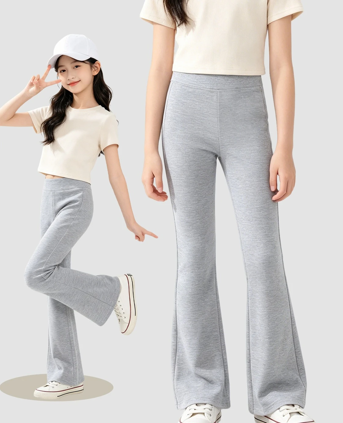 Girls Pants Spring and Autumn Cotton Micro Flared Pants 2026 New Outdoor Yoga Big Childrens Flared Pants Spring Outfit