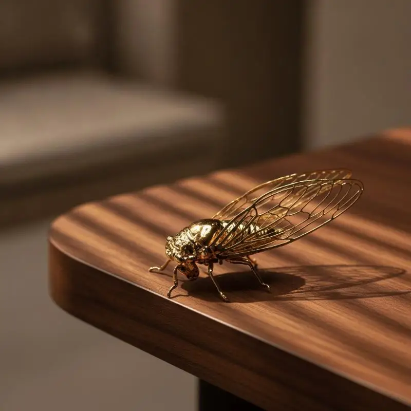 Retro Insect Cicada Figurine Mini Alloy Animal Statue Anti Rust Durable Creative Exquisite Ornament For Home Office Decoration