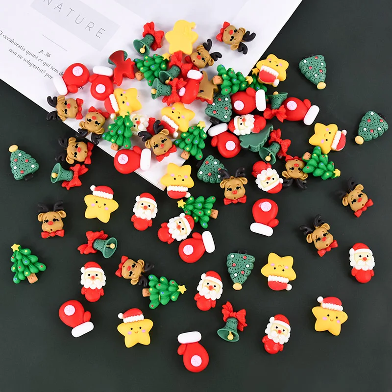 

20Pcs Christmas Series Resin Decoration Miniatures Mini Flatback Charms Santa Claus Snowman New Year Party Home Decor DIY Crafts