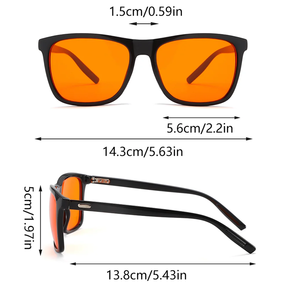 Klassische Orange-Linsen Blaulichtfilter-Brille für Männer und Frauen, Eckige Computer-Nachtsichtbrille mit Bildschirmfilter – Detail 8