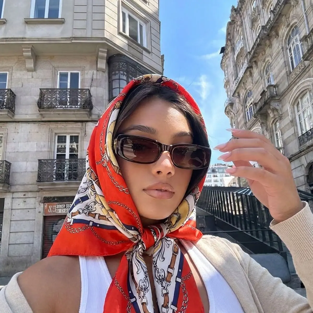 New Silk Shawl Square Scarf For Women Print Headband Foulard Satin Hijab Hair Bands Neckerchief Female Head Wraps Bandana 90cm view 4