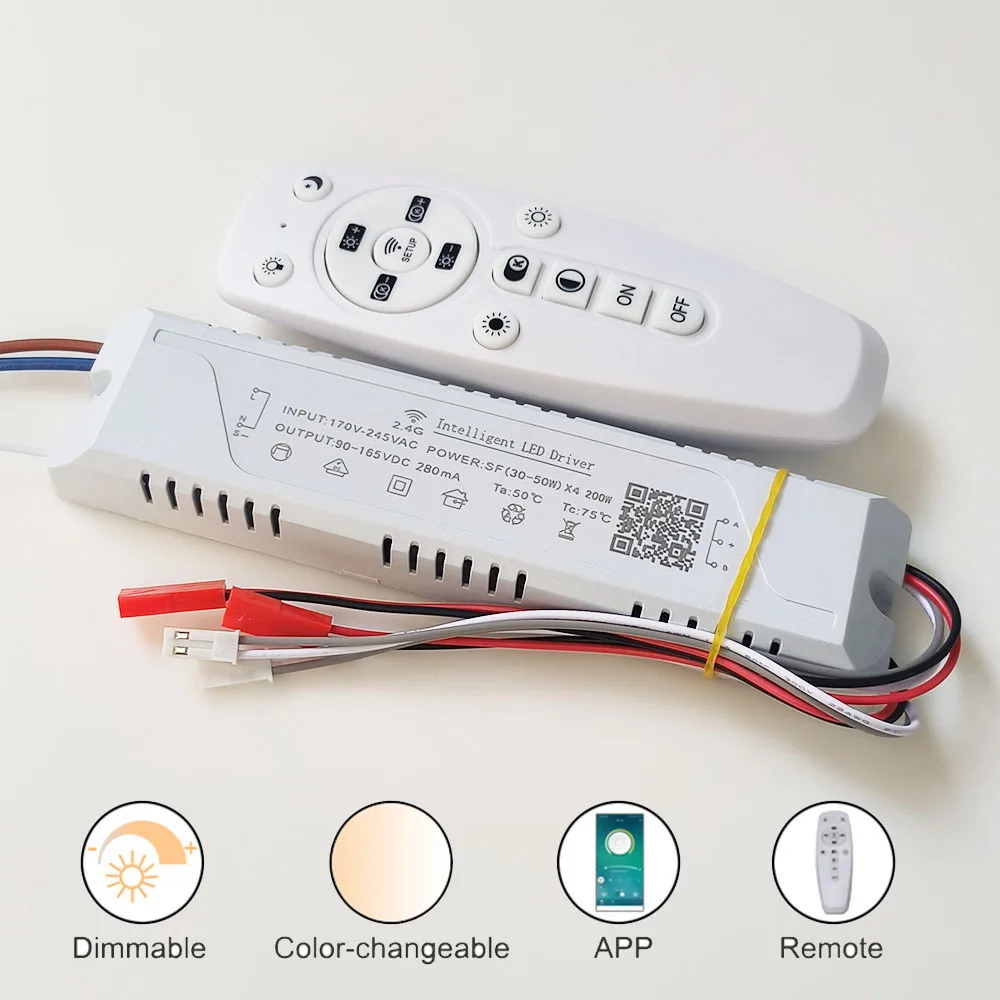 インテリジェントLEDドライバー,リモート制御電源,調光および色変更トランス,LEDテープに接続 (20-40-60w) x4,2.4g