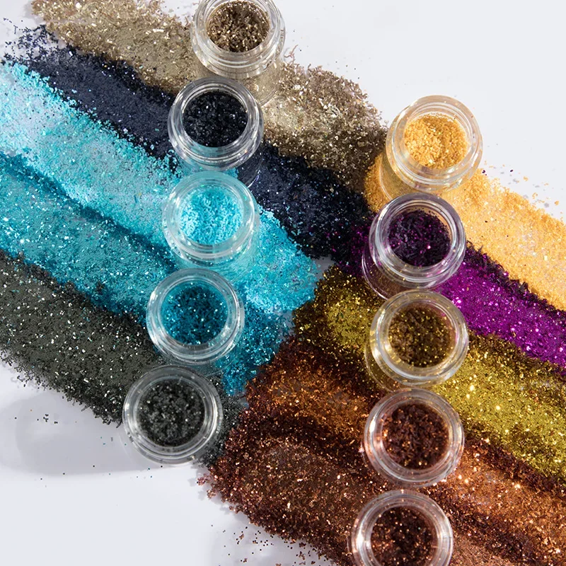 

Free Shiping Polarized Colorful Metallic Sequins Eye Shadow Makeup Easy to apply Pearl Shimmer Glitter Eyeshadow Powder Cosmetic