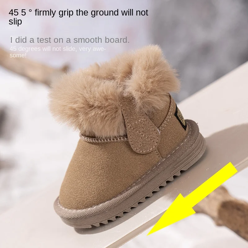 Scarpe invernali per bambini Solid Plush Warm Girls Boots Outdoor Casual Snow Boys Soft Sneakers in pelliccia antiscivolo stivaletti in pelle PU