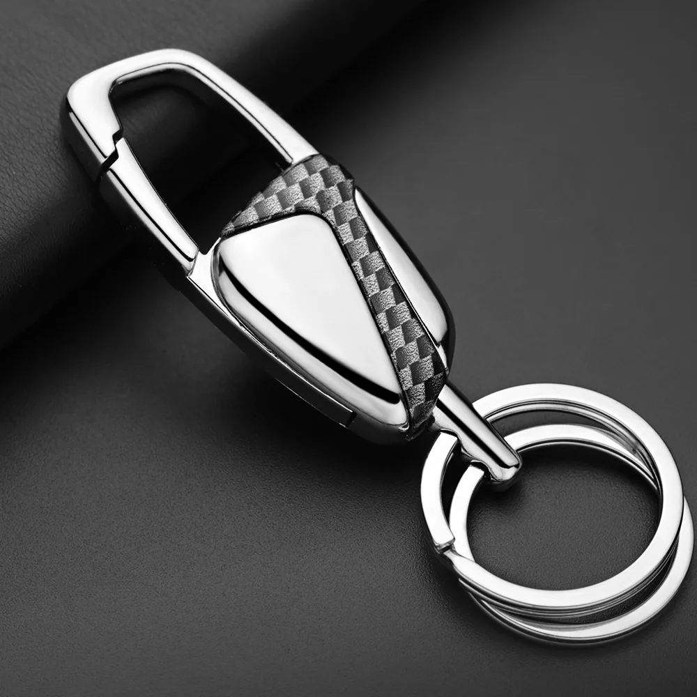 Classic Keyring Double Switch Keychain Metal 360 Degrees Rotatable Buckle Men's Car Key Holder Rings Jewelry Accessories K418