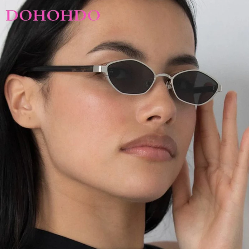 

2025 New Fashion Irregular Polygon Cat Eye Sunglasses Women Retro Clear Ocean Lens Shades UV400 Trending Men Small Sun Glasses