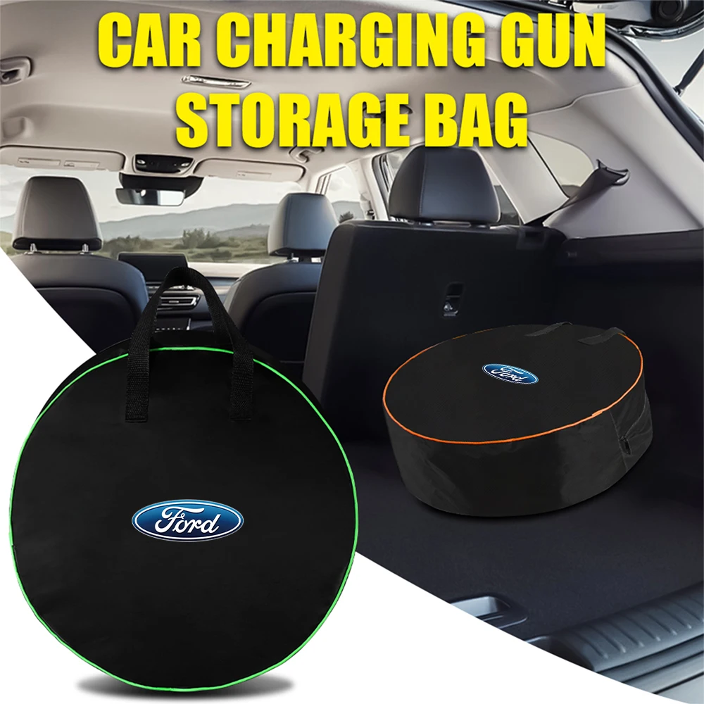 Tragbare Auto-Aufbewahrungstasche, Tragetasche, USB-Ladegerät, Kabelaufwickler für Ford Focus ST Ranger Mondeo Kuga Ecosport Fiesta Shelby MK2