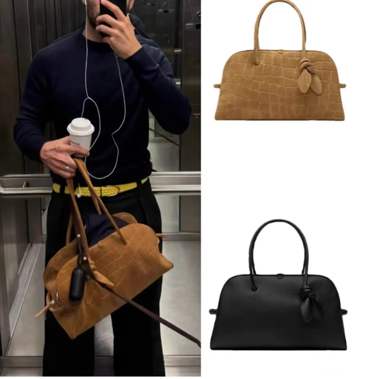 

Top ain Leather Bowling Bag Autumn Winter Turismo Series Single oulder Crossbody Handbag Ladies Handbags