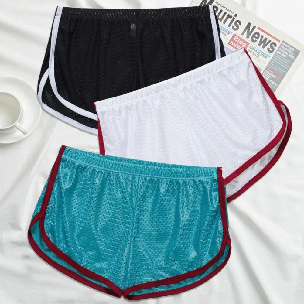 Men Underwear U Convex Low Waist Elastic Breathable Underpants Loose Mesh Boxers Panties Casual Sport Shorts for Indoor